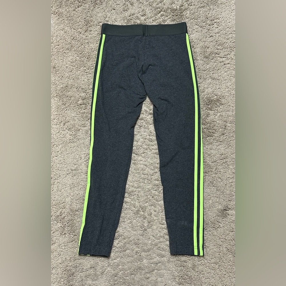 Adidas Charcoal Leggings with Neon Green Stripes size S EUC! - Picture 6 of 8